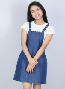 Girls Denim With Button Short Sleeve