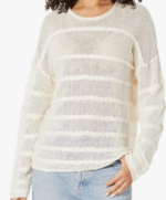 Ladies Textured Stripe Sweater.