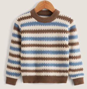 Crew Neck Zig Jag Stipe Toddler Sweater.