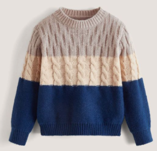 Cable Knit Contrast Toddler Boys Sweater.