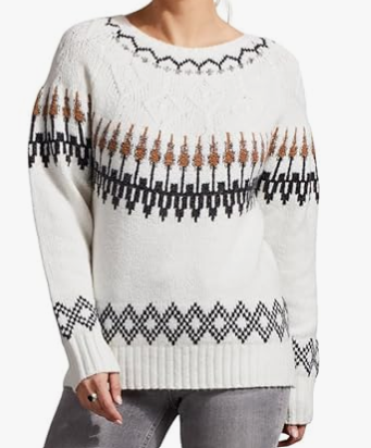 Long Sleeve Tribal Intarsia Sweater.